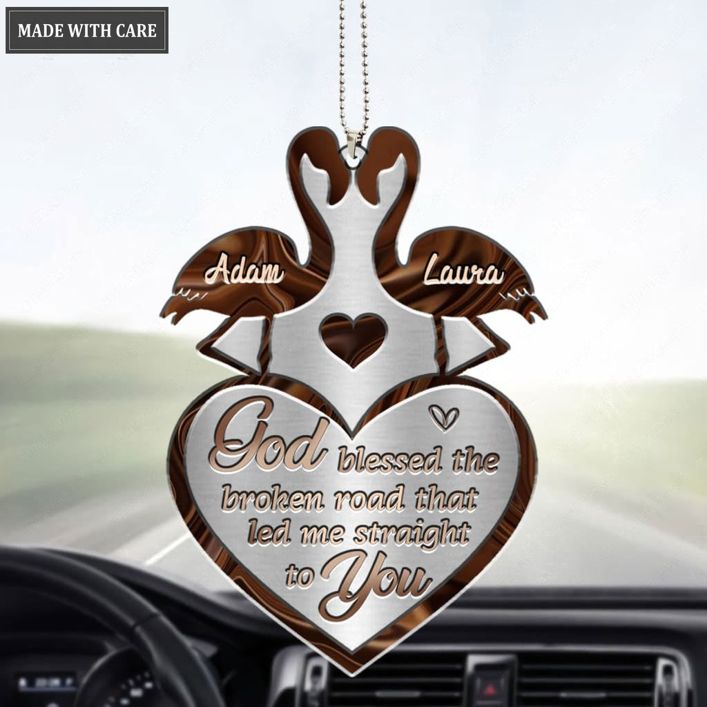 Printfamily M32 Flamingo Couple God Blessed Personalized Ornament