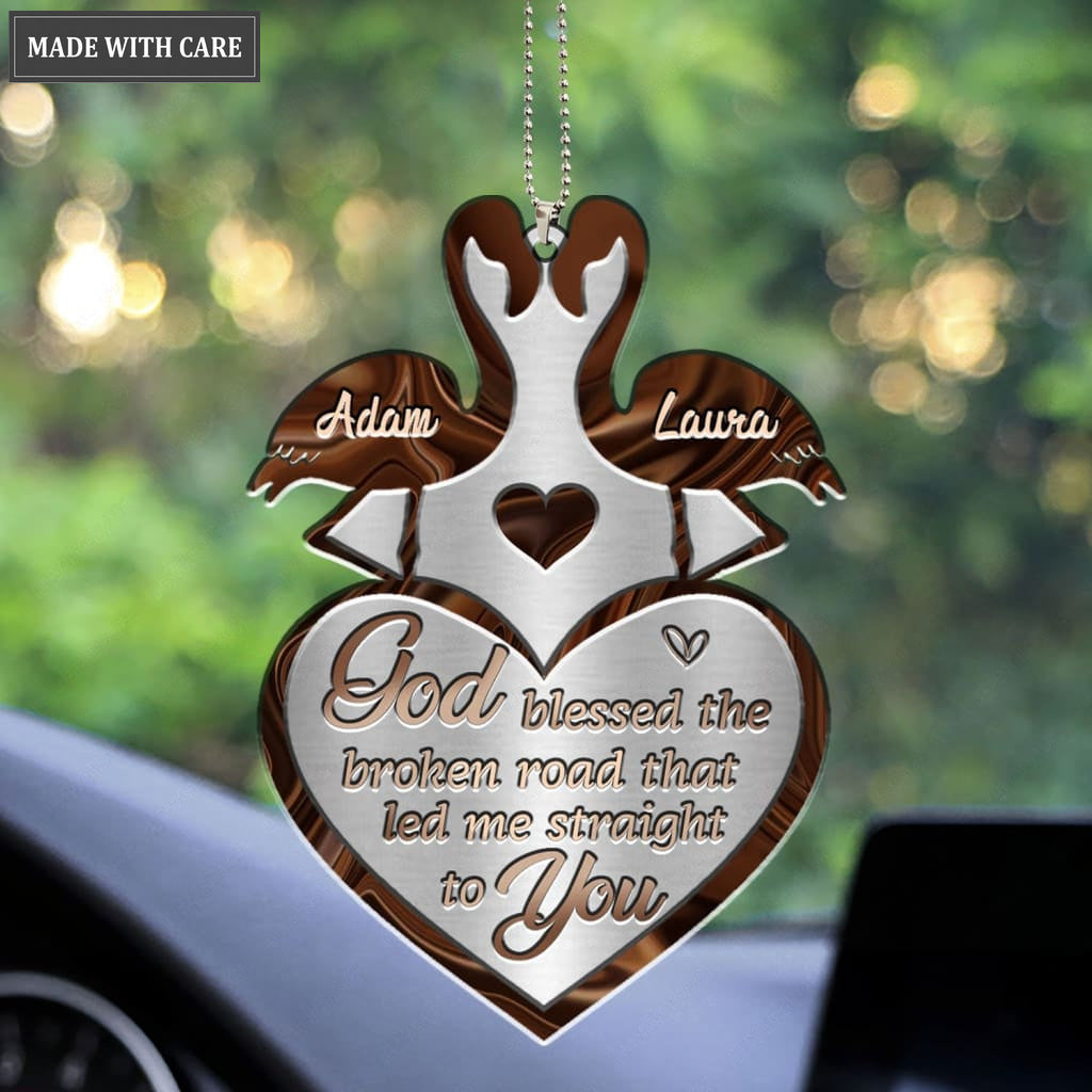Printfamily M32 Flamingo Couple God Blessed Personalized Ornament