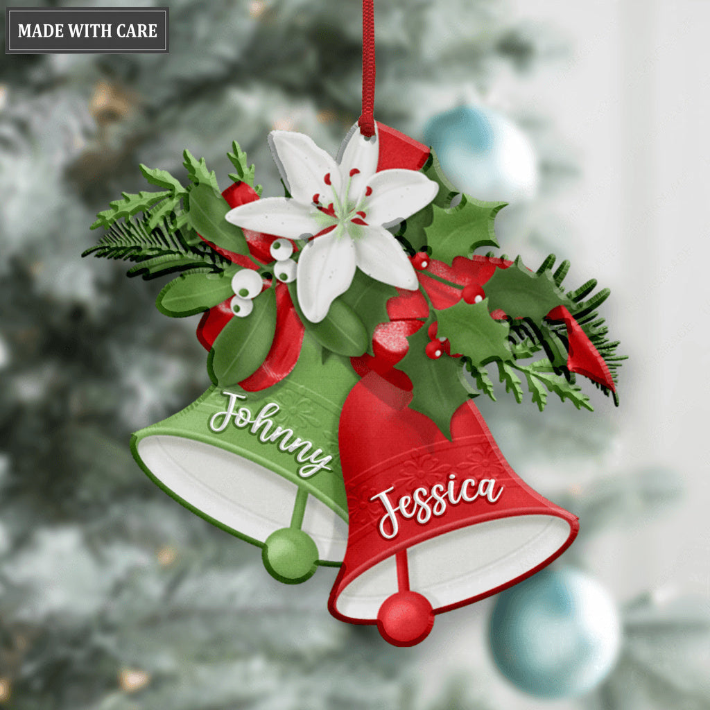 Christmas Bell Floral Personalized Ornament