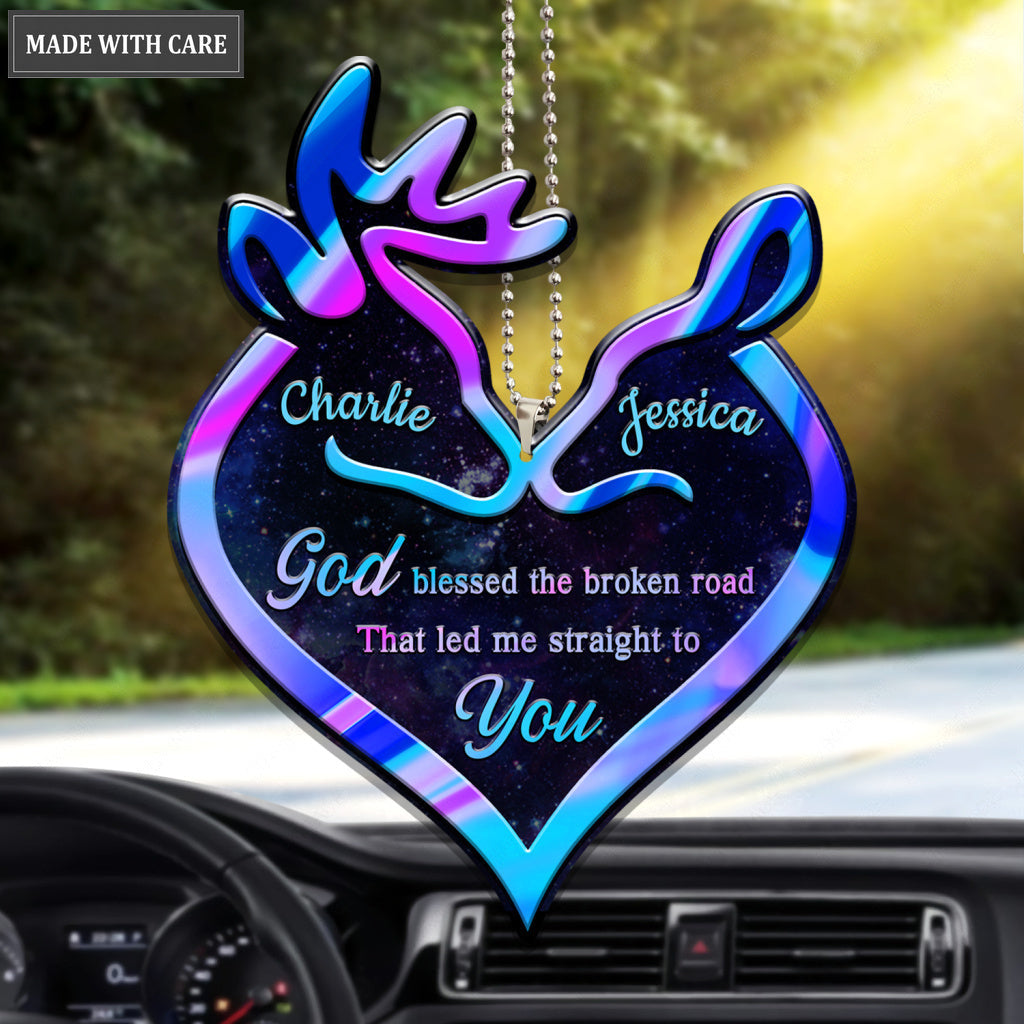 Deer Couple Buck and Doe Personalized Hologram Ornament