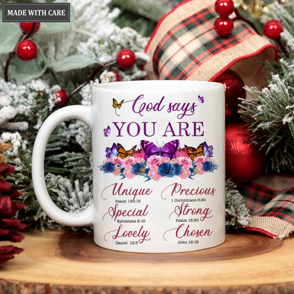 Pink Purple Flower Butterlfy God Says You Are Mug