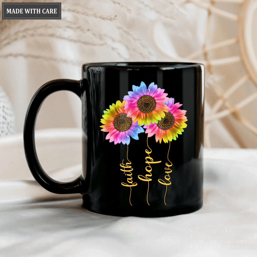 Rainbow Sunlower Faith Hope Love Mug