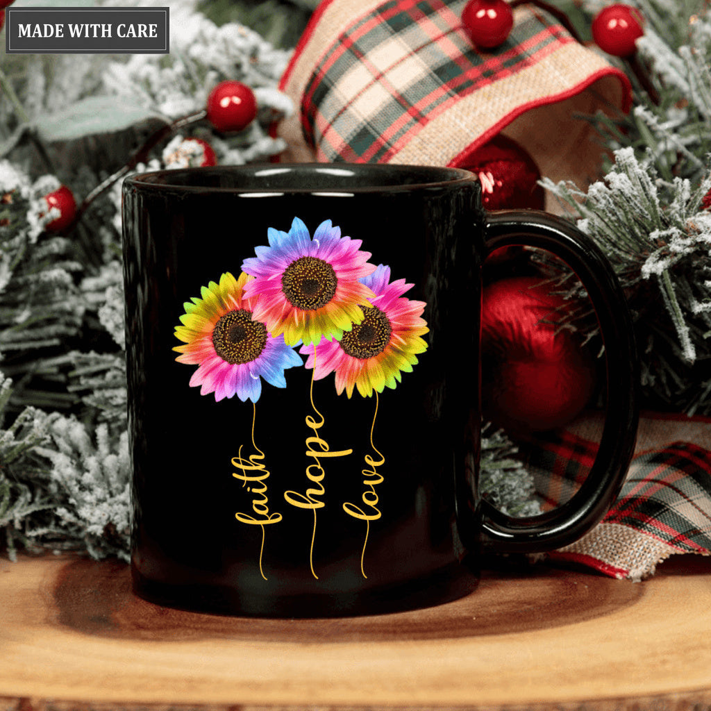 Rainbow Sunlower Faith Hope Love Mug