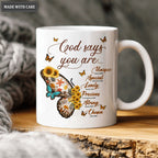 Vintage Butterlfy Sunflower God Says You Are Mug