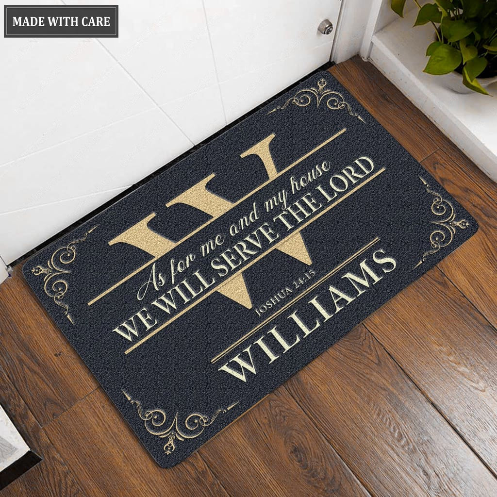 Retro Typography Monogram Custom Doormat