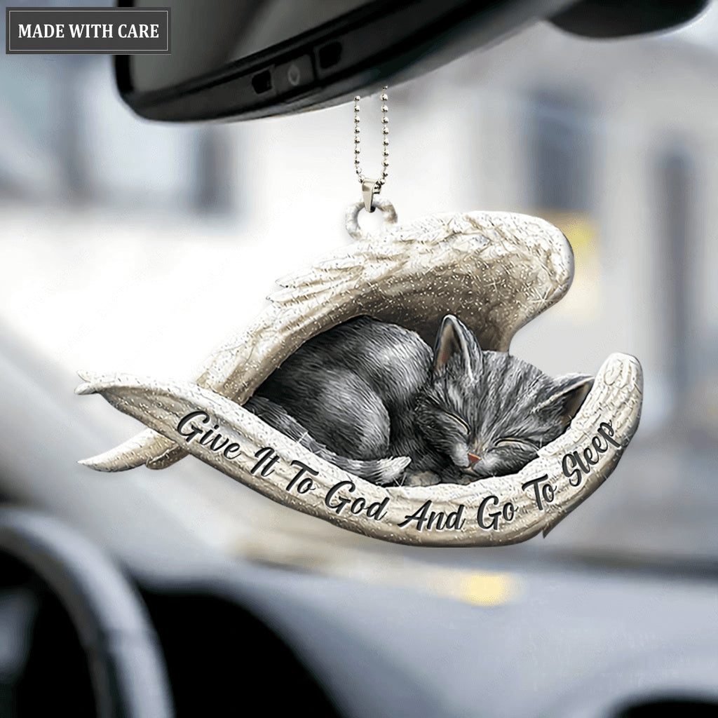 Give It To God And Go To Sleep Cat Sleeping Angel Ornament
