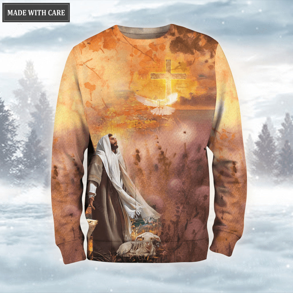 Dandelion Cross Light Peace Dove Fall For Jesus He Never Leaves Hoodie