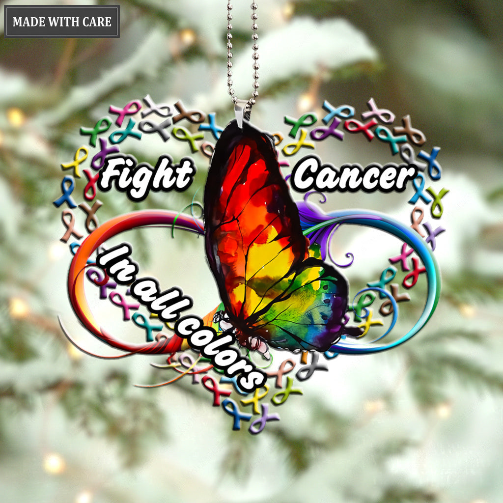 Printfamily M135 Butterfly Fight Cancer In All Colors Ornament