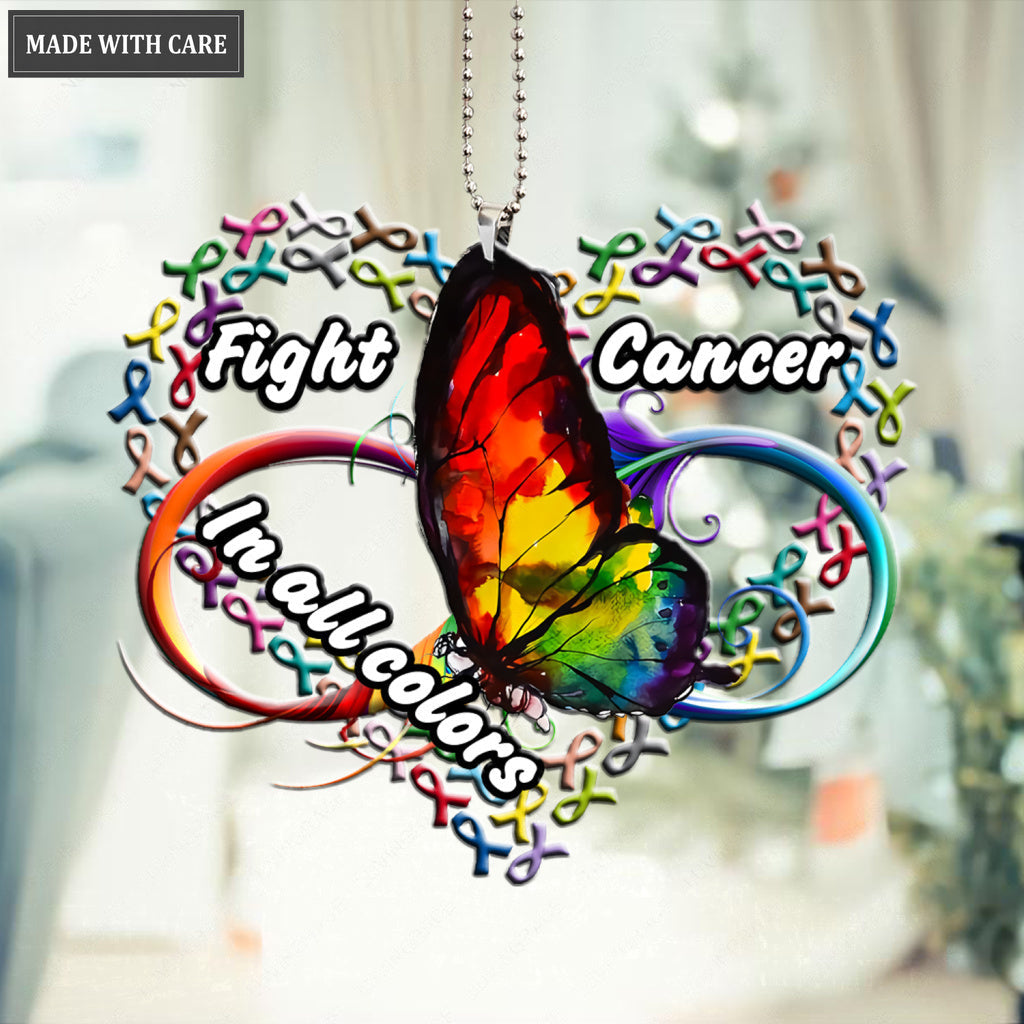 Printfamily M135 Butterfly Fight Cancer In All Colors Ornament