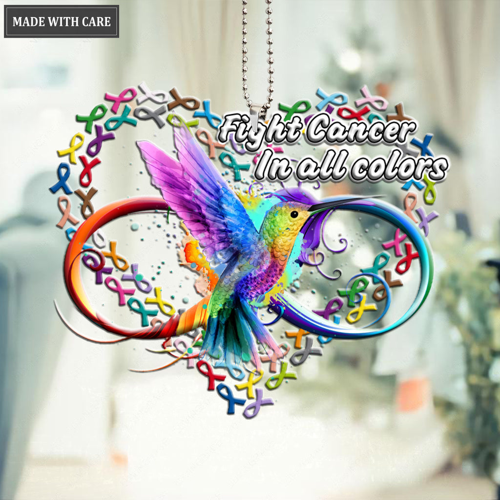 Printfamily M136 Hummingbird Fight Cancer In All Colors Ornament