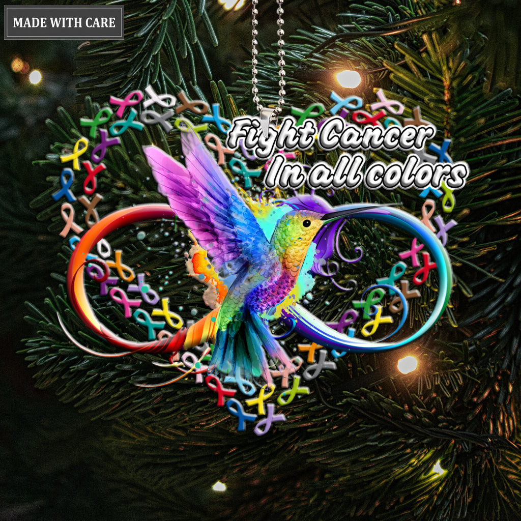 Printfamily M136 Hummingbird Fight Cancer In All Colors Ornament