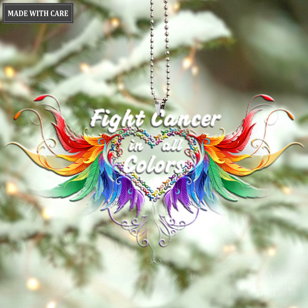 Printfamily M137 Angel Wings Fight Cancer In All Colors Ornament
