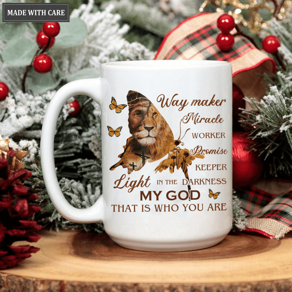 Christian Lion Butterfly Flower Way Maker My God Mug