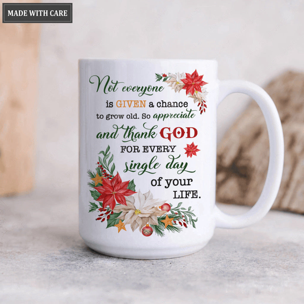 Poinsettia Floral Thank God Mug