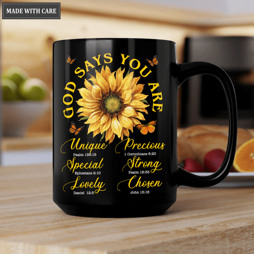 Sunflower Butterlfy God Says You Are Mug