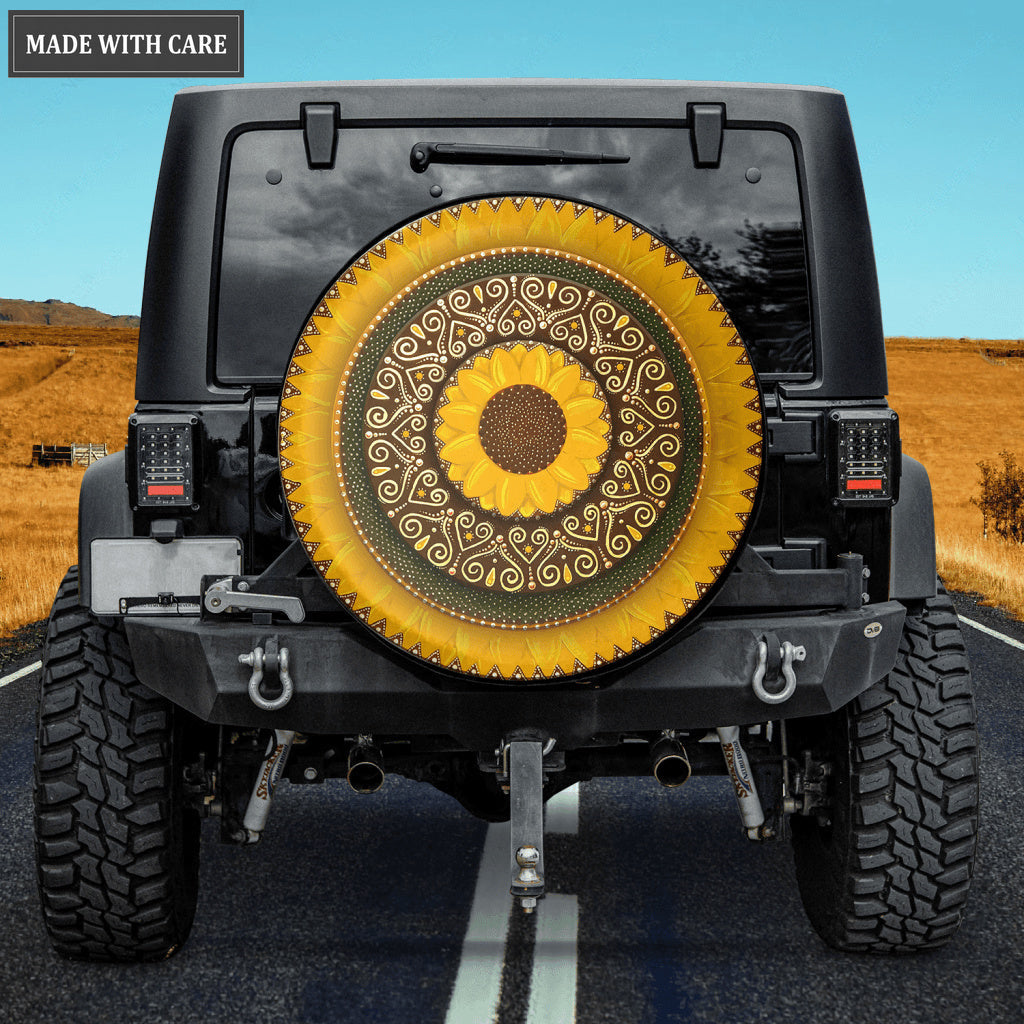 Mandala Sunflower Tire Cover Car Accessories