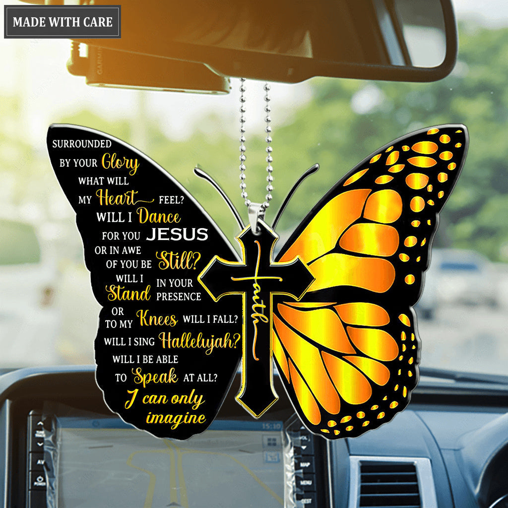 Yellow Butterfly Surrounded By The Glory Car Hanging Ornament