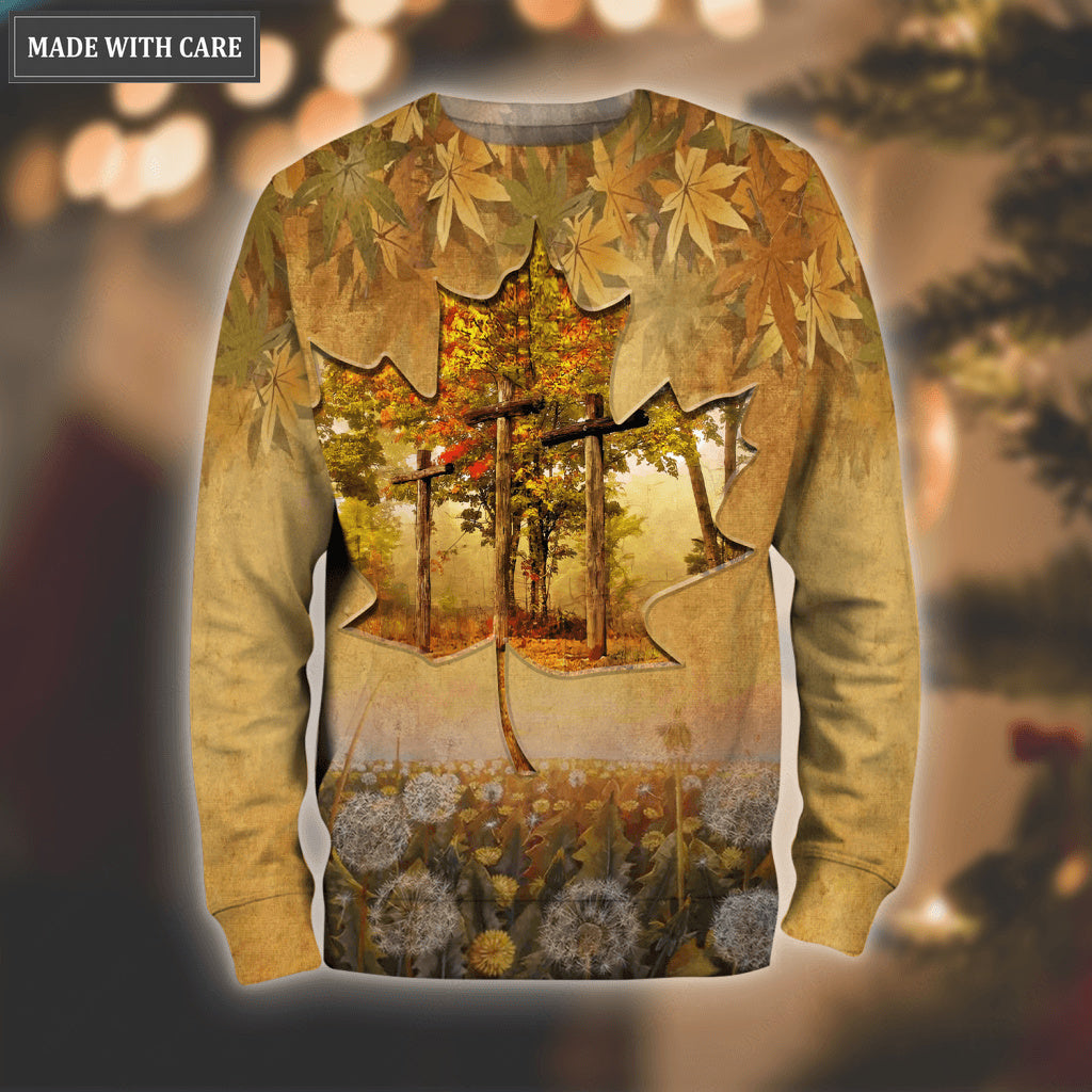 Maple Cross Fall For Jesus He Never Leaves Hoodie
