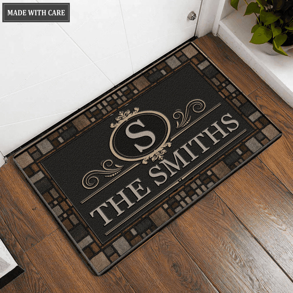 Printfamily L214 Elegant Vintage Monogram Collection Family Name Personalized Doormat