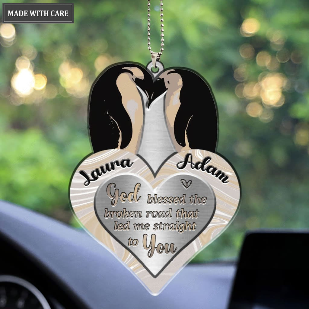 Printfamily M53 Penguin Couple God Blessed Personalized Ornament