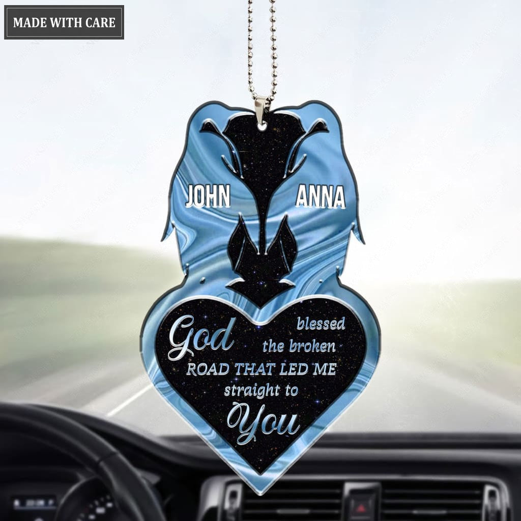 Printfamily M56 Penguin Couple God Blessed Personalized Ornament