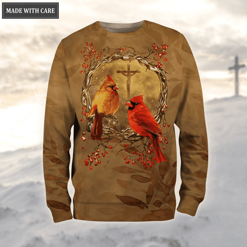 Christmas Cardinal Cross I Will  Always Be With You Hoodie