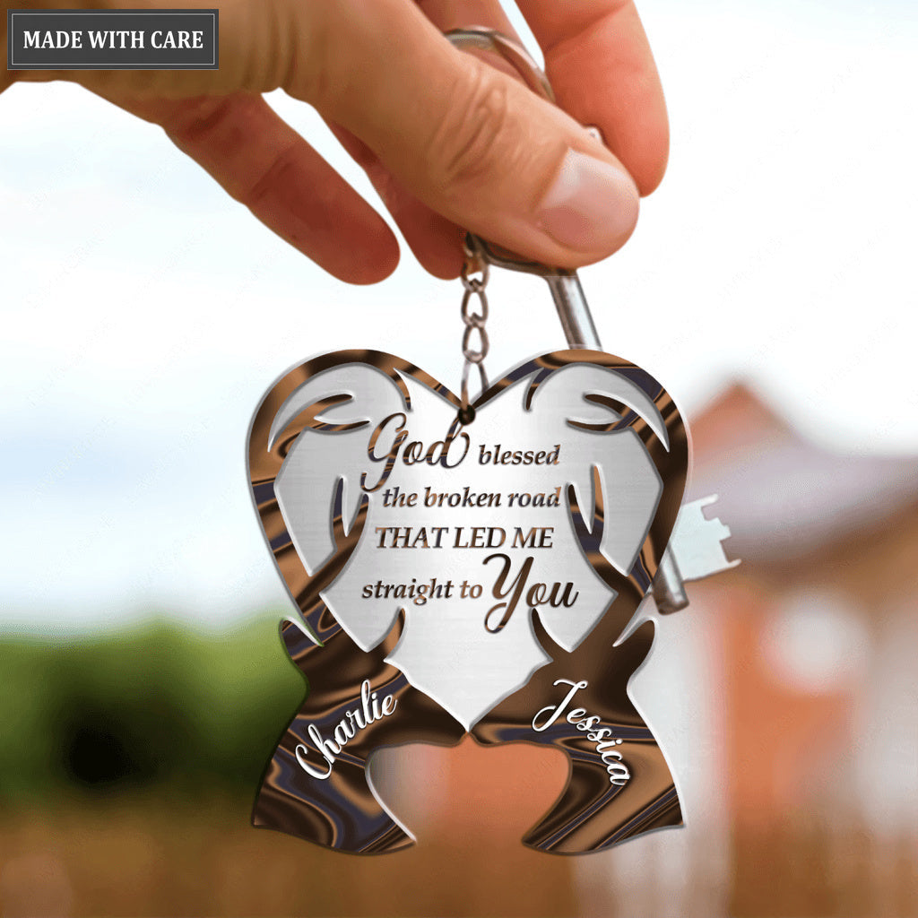 Personalized Hologram Couple Deer God Blessed Keychain