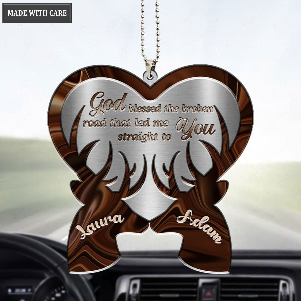 Printfamily M66 Deer Couple God Blessed Personalized Ornament