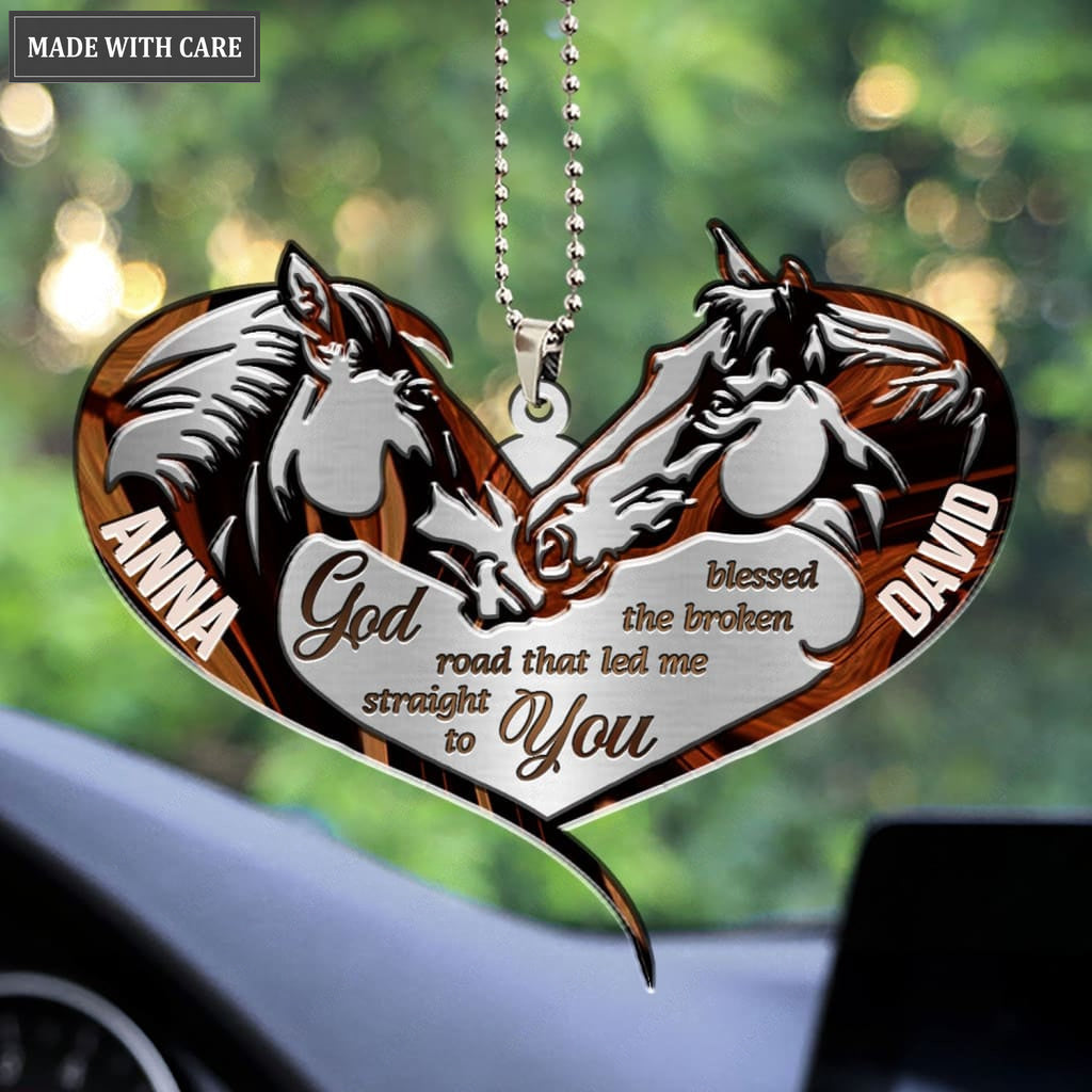 Printfamily M68 Horse Couple God Blessed Personalized Ornament