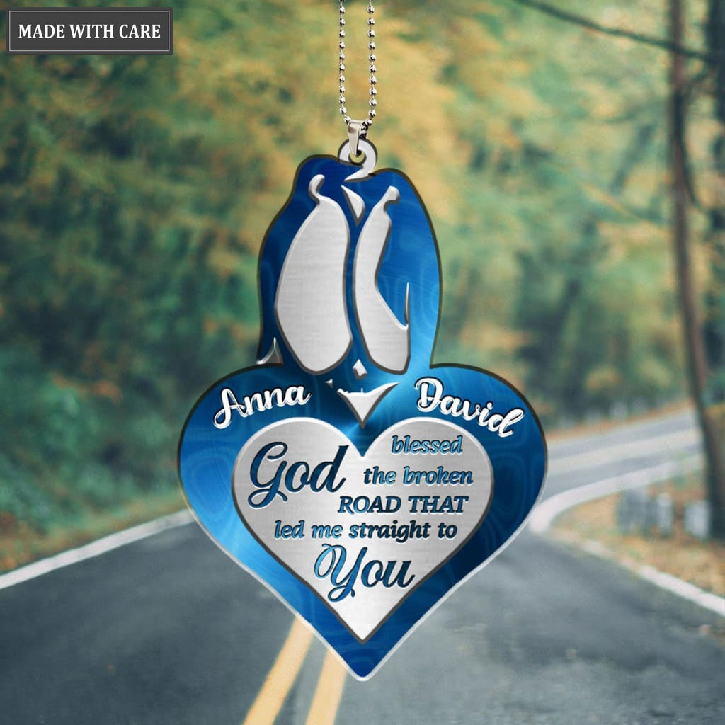 Printfamily M70 Penguin Couple God Blessed Personalized Ornament