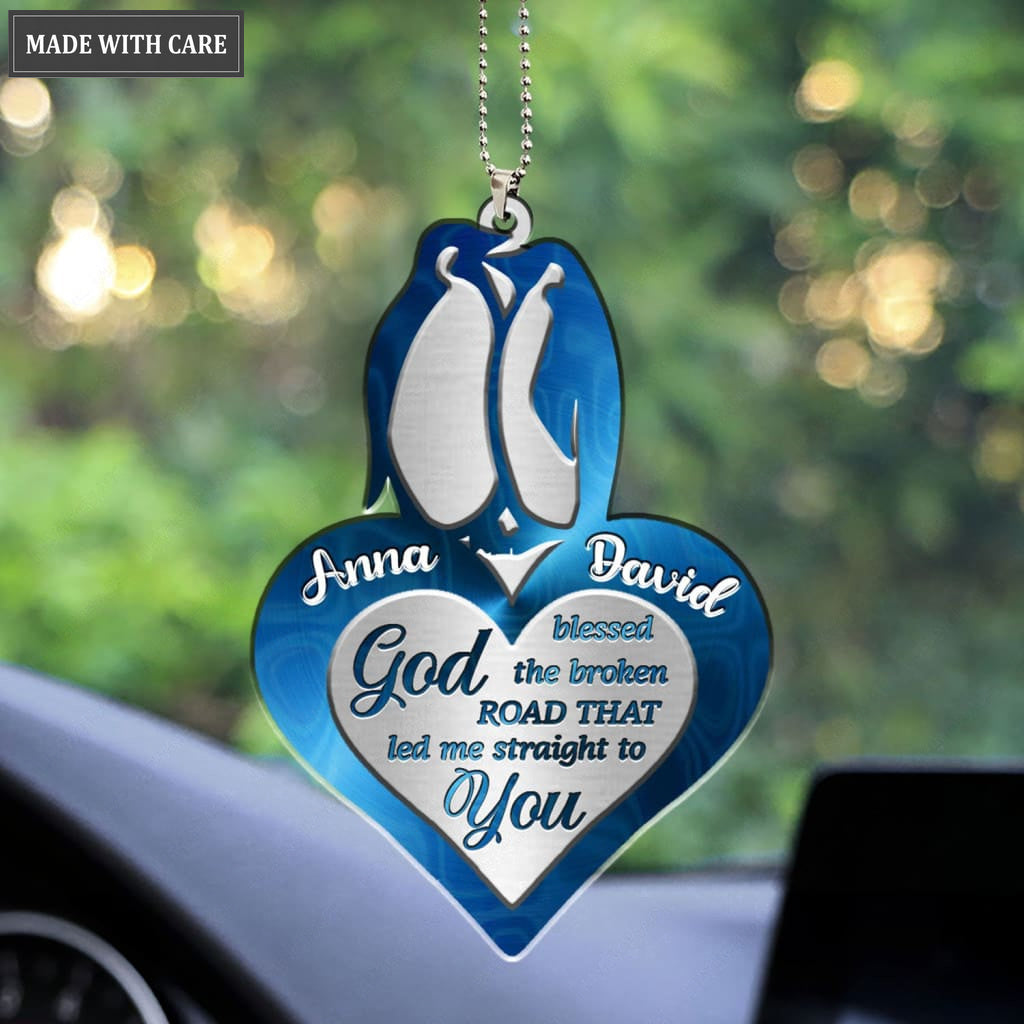 Printfamily M70 Penguin Couple God Blessed Personalized Ornament