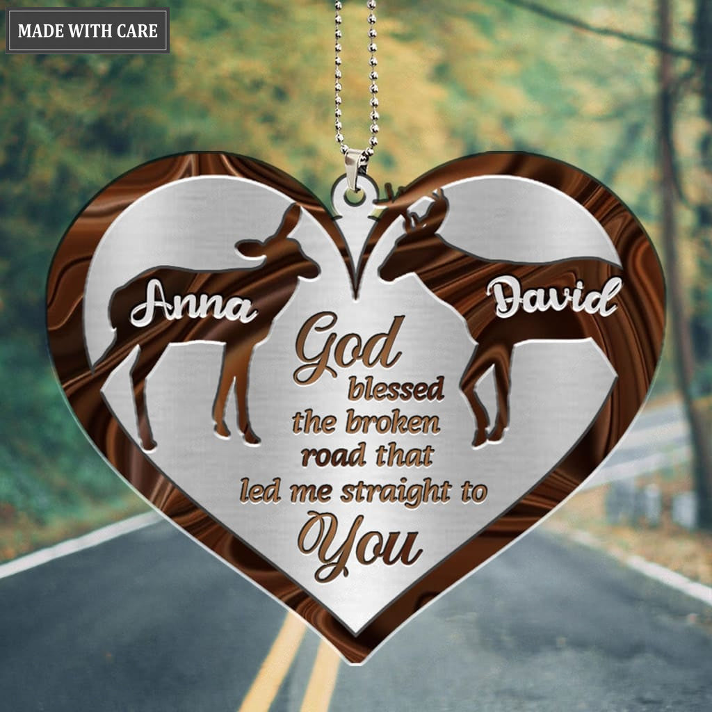 Printfamily M73 Deer Couple God Blessed Personalized Ornament