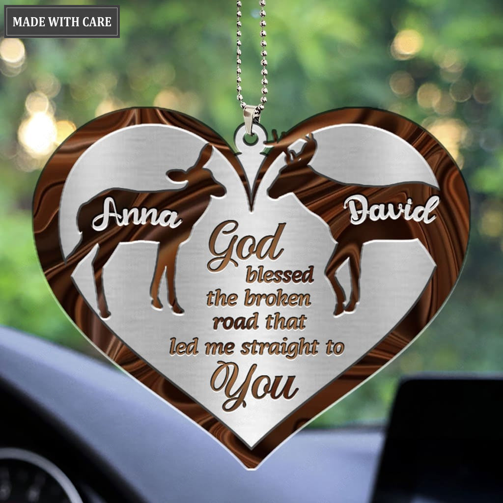 Printfamily M73 Deer Couple God Blessed Personalized Ornament