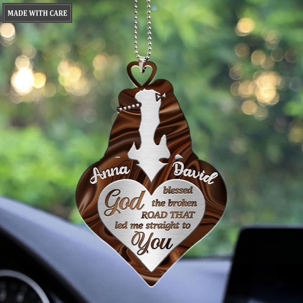 Printfamily M74 Penguin Couple God Blessed Personalized Ornament