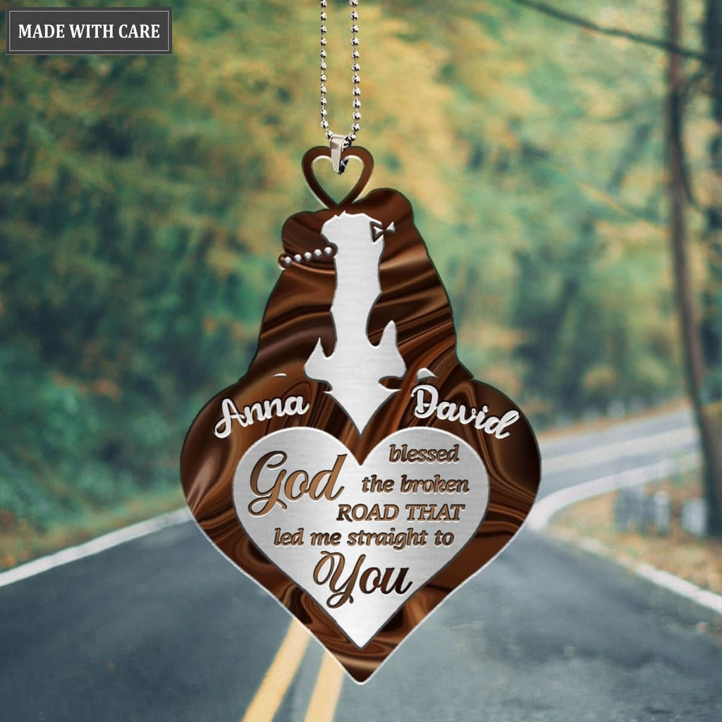 Printfamily M74 Penguin Couple God Blessed Personalized Ornament