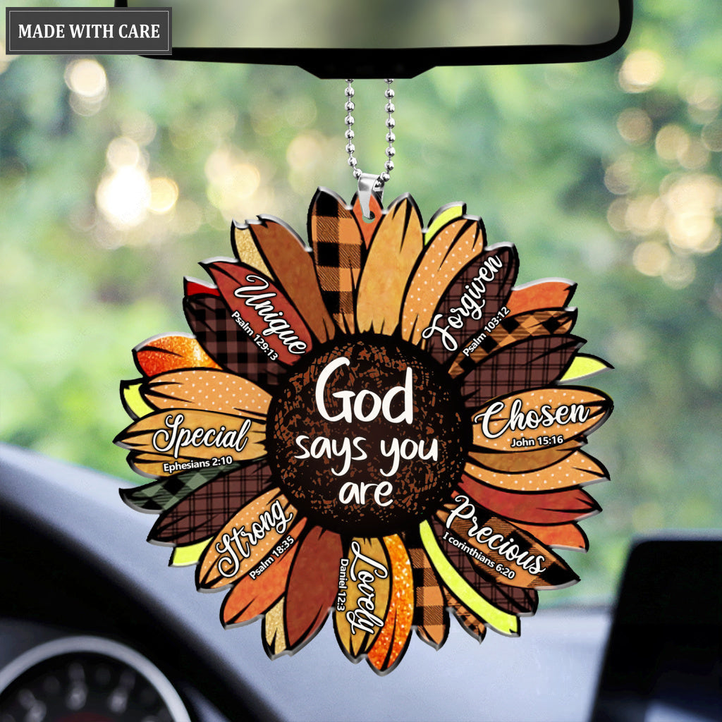 Fall Sunflower Sublimation God Says You Are Ornament