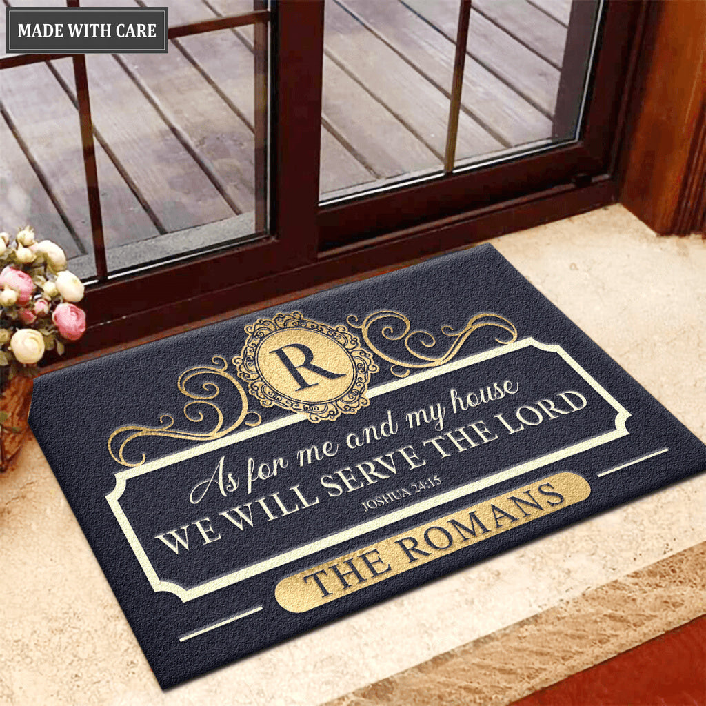 Elegant Colors Family Home Serve The Lord Personalized Doormat