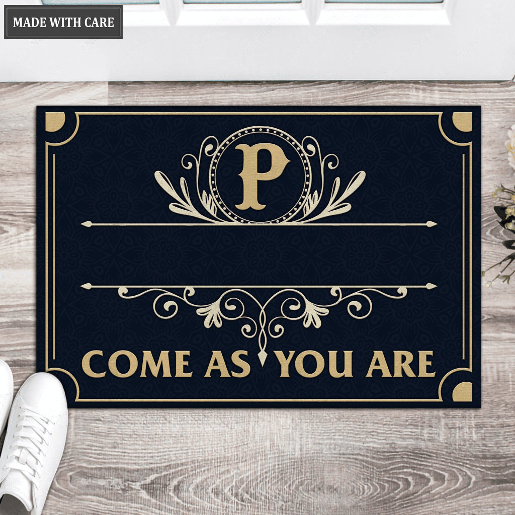 Monogram Custom Family Name Come As You Are Doormat