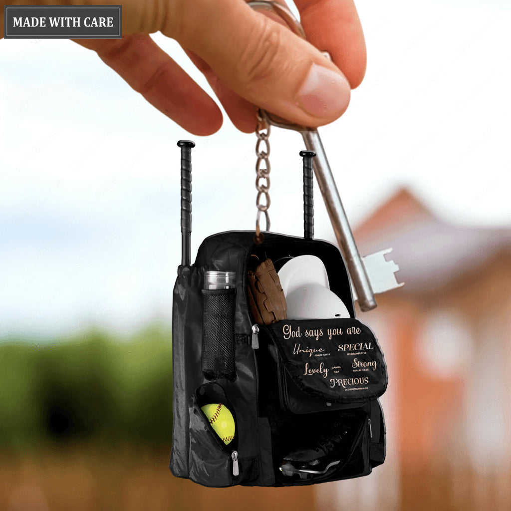 Softball Bag God Says You Are Keychain