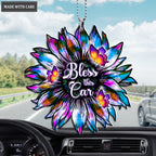 Bless This Car Sunflower Silhouette Ornament