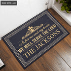 Ripple Border Serve The Lord Personalized Doormat