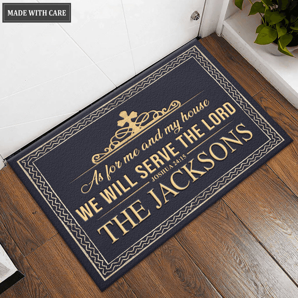 Ripple Border Serve The Lord Personalized Doormat