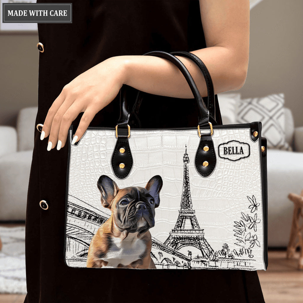 Vintage Eiffel Bag For Pet Lovers - Personalized Custom Leather Bag