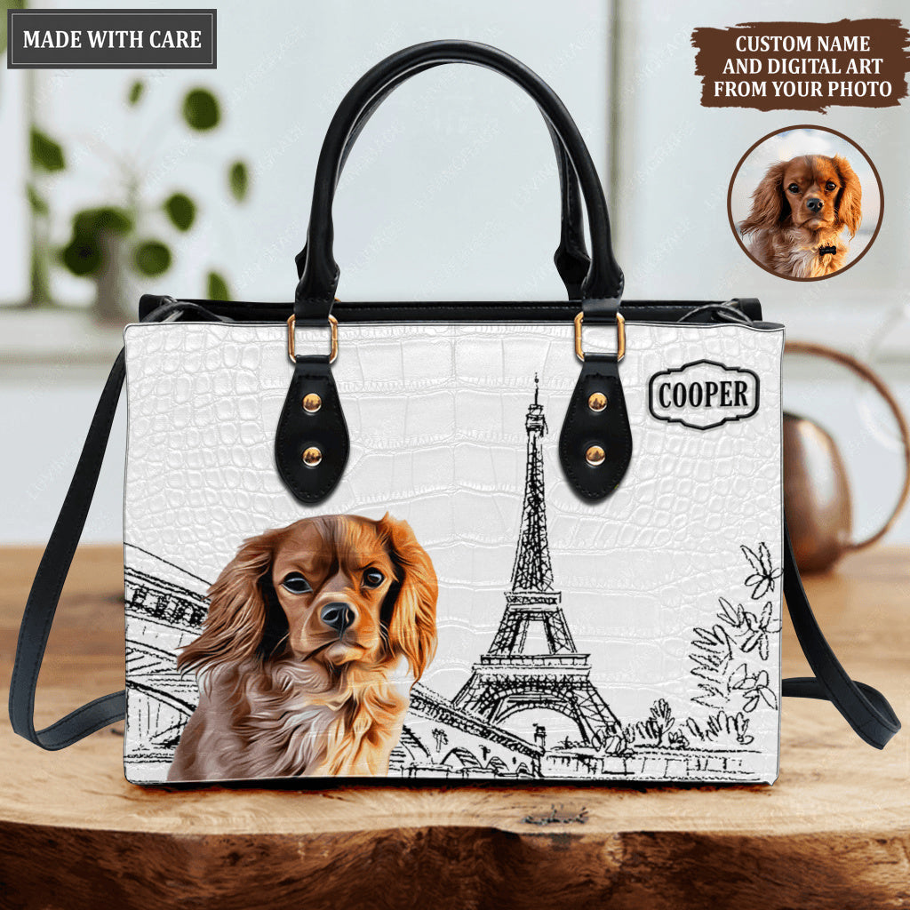 Vintage Eiffel Bag For Pet Lovers - Personalized Custom Leather Bag