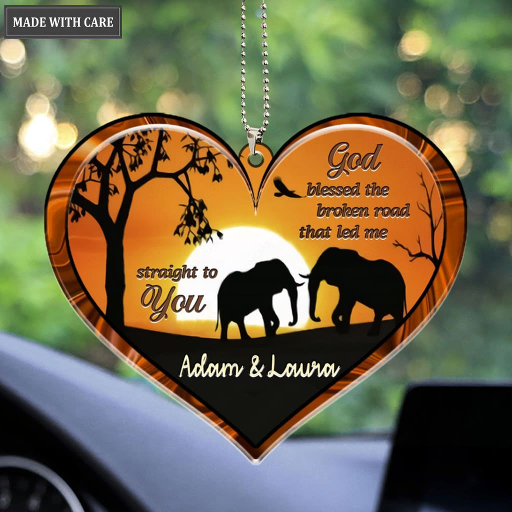 Printfamily M82 Elephant Couple God Blessed Personalized Ornament