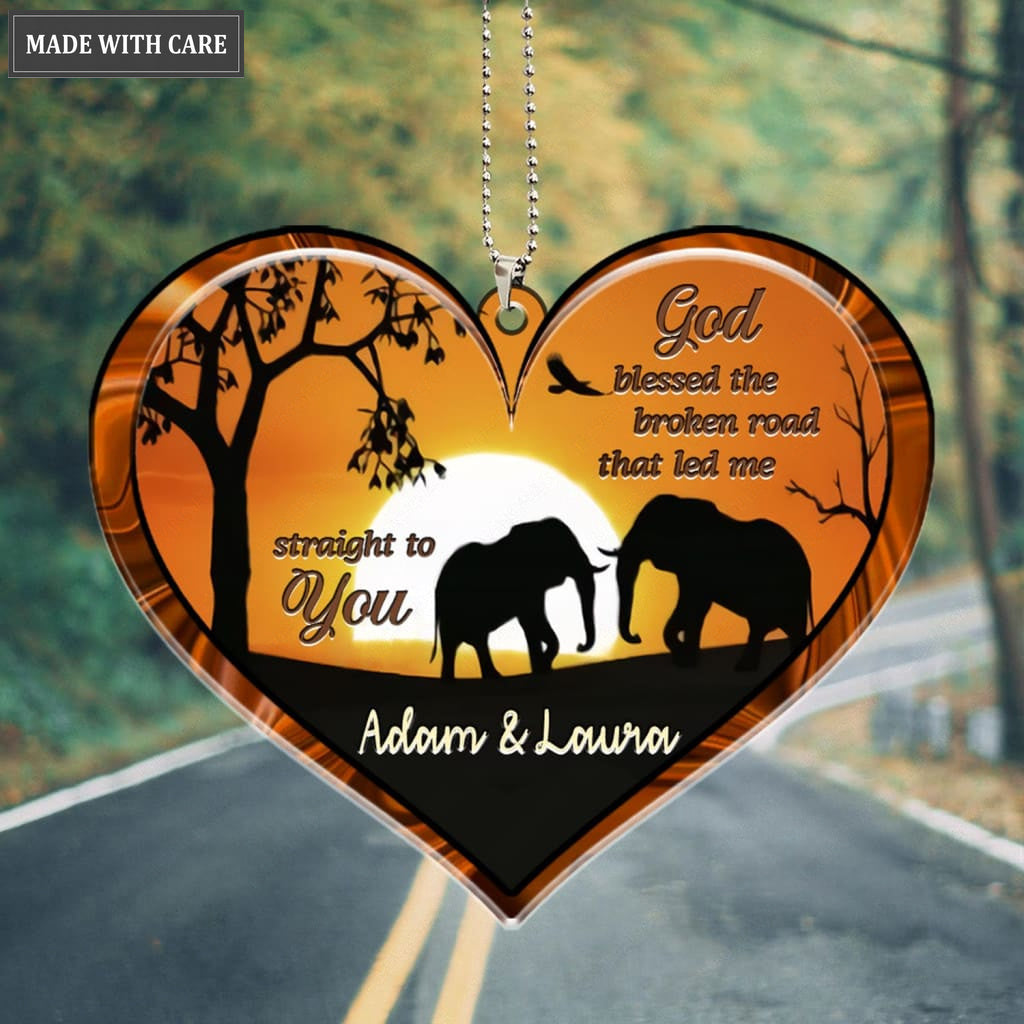 Printfamily M82 Elephant Couple God Blessed Personalized Ornament