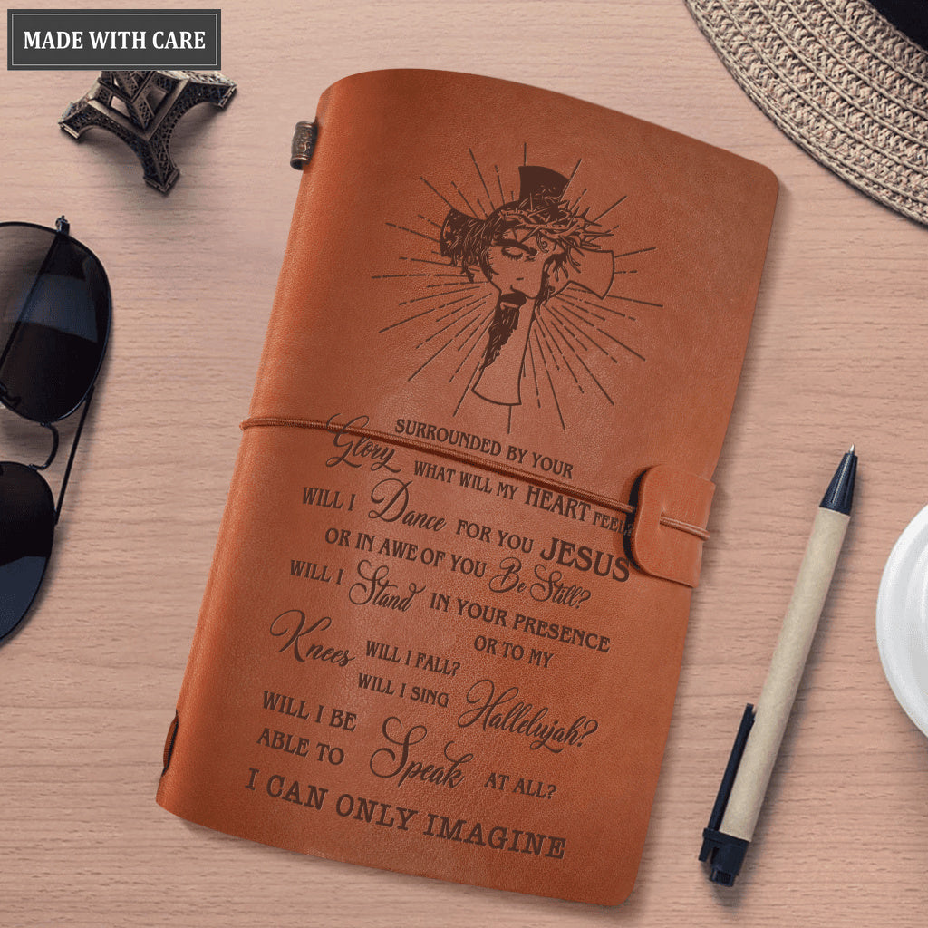Vintage Leather Christian Cross Light Surrounded By Your Glory Nautical Notebook
