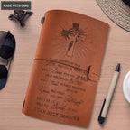 Vintage Leather Christian Cross Light Surrounded By Your Glory Nautical Notebook