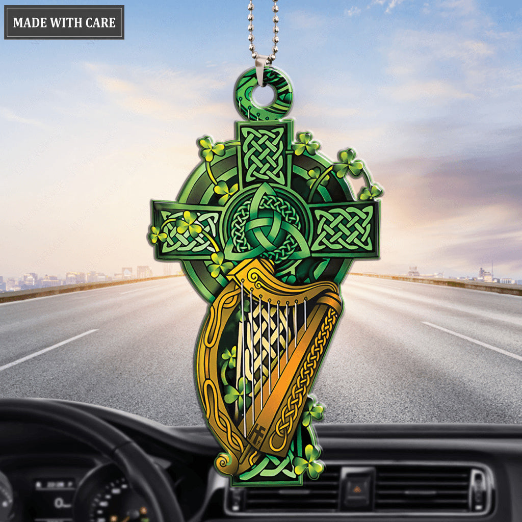 Celtic Cross Irish Harp Ornament