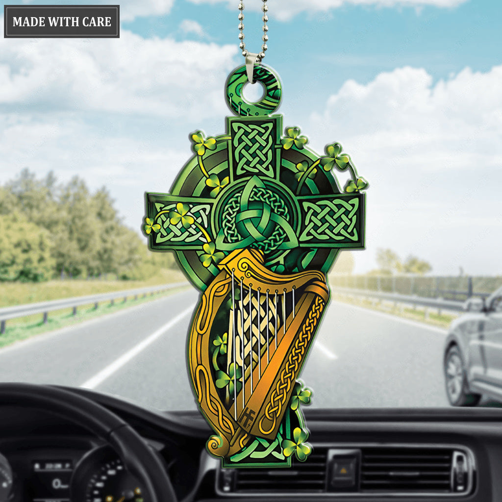 Celtic Cross Irish Harp Ornament